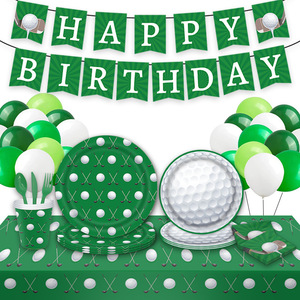 Articles <span class=keywords><strong>de</strong></span> fête sur le thème du golf 3D avec chemins <span class=keywords><strong>de</strong></span> <span class=keywords><strong>table</strong></span>, assiettes en forme <span class=keywords><strong>de</strong></span> balle, serviettes et ensemble <span class=keywords><strong>de</strong></span> vaisselle pour décorations <span class=keywords><strong>de</strong></span> fête d'anniversaire sur le thème du golf - Product Image 1