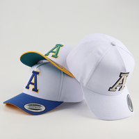 Gorra de Béisbol Personalizada de Algodón de Alta Calidad Estilo A-Frame de 5 Paneles con Logotipo Bordado en 3D en Relieve y Visera de Gamuza Bicolor