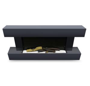 Cheminée électrique autoportante murale de couleur grise avec foyer mural à DEL et flamme <span class=keywords><strong>orange</strong></span> - Product Image 2