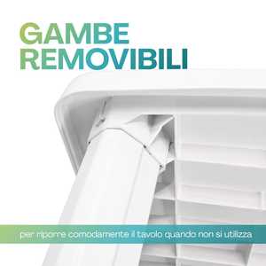 Tavolo da Giardino in Plastica Bianca 137x85x72 Cm con Foro per Ombrellone per Uso Esterno - Product Image 4
