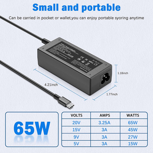 Adaptateur de chargeur pour <span class=keywords><strong>ordinateur</strong></span> portable 65W 20V 3.25A Type C, chargeur USB C pour Chromebook Samsung Google Computer, adaptateur secteur - Product Image 3
