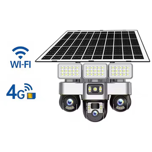 V380 Pro HD PTZ True 3-Objektiv-Solarkamera für den Außenbereich 6MP WIFI-Netzwerks icherheit CCTV-Fernseher mit geschlossener Schaltung und LED-Straßen laterne - Product Image 1