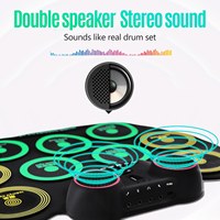 Ensemble de 7 coussinets de batterie numériques en silicone Tambour d'entraînement portable avec haut-parleur intégré pour enfants adultes débutants