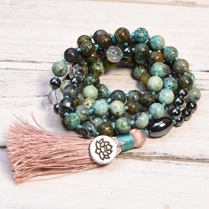 Hochwertige afrikanische türkis farbene Naturstein perlen <span class=keywords><strong>Mala</strong></span>/Gebet <span class=keywords><strong>Mala</strong></span>/Chakra Yoga Stein Halskette für Chakra <span class=keywords><strong>Crystal</strong></span> <span class=keywords><strong>Jap</strong></span> <span class=keywords><strong>Mala</strong></span> - Product Image 3