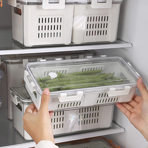 Contenitore per Frigorifero <span class=keywords><strong>Ribot</strong></span> con Scomparti, Drenaggio Trasparente, Congelamento Sigillato, Scatola per Conservazione di Frutta e Verdura in Cucina - Product Image 1