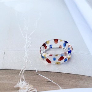 Handmade Glaze Ring Rainbow Glass Ring Ornament Gift Colorful Dot Ring Couple's Personalized High-end - Product Image 3