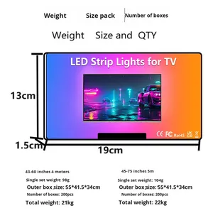 Immersion chơi Game <span class=keywords><strong>Led</strong></span> RGB dải ánh sáng thanh Nhà Thông Minh kit điều khiển từ xa bàn chiếu sáng cho phòng khách Immersive RGB chơi game - Product Image 2