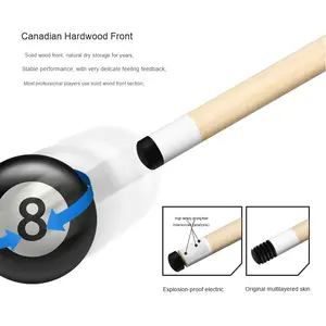 Queue de billard à neuf boules de style américain Queue de billard noire à grosse tête avec manche en érable pour les sports de piscine - Product Image 2