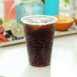 Gobelets en plastique jetables à paroi simple en PP rigide, écologiques, avec couvercles, moulés par injection pour jus de fruits et boissons - Product Image 1