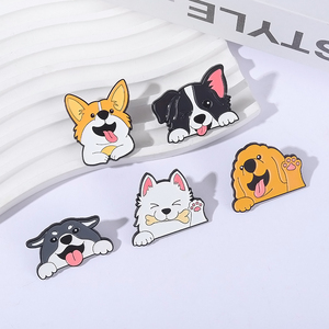 Broches en émail de chien de dessin animé, mignonnes Border Collie, Golden Retriever, Husky sibérien, <span class=keywords><strong>Corgi</strong></span>, broches pour animaux de compagnie, badge de revers, bijoux amusants, cadeaux - Product Image 2