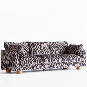 Sofá Moderno con Estampado <span class=keywords><strong>de</strong></span> Cebra, Tapizado y Cómodo para Sala <span class=keywords><strong>de</strong></span> Estar, con Patas <span class=keywords><strong>de</strong></span> Madera Maciza - Product Image 1