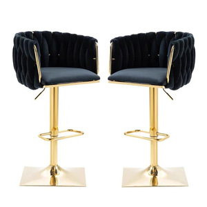 Tabourets de bar de <span class=keywords><strong>cuisine</strong></span> de luxe modernes or vert <span class=keywords><strong>gris</strong></span> chaise haute pivotante en acier inoxydable pour meubles de bar à la maison - Product Image 4