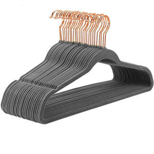 OEM/ODM, cintres de garde-robe classiques à vente chaude, AZ Basic Premium, <span class=keywords><strong>velours</strong></span> fin, antidérapant, simple niveau, ensembles de cintres - Product Image 6