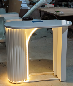 Modern White PU Leather Nail Table Salon Workstation Beauty <b>Desk</b> <b>with</b> <b>Drawers</b> and Tray Storage Commercial - Product Image 5