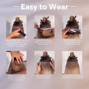 Extension di Capelli Veri Europei Remy Vergini di Alta Qualità, Doppia Trama, Nastro Invisibile, Colore Chiaro - Product Image 6