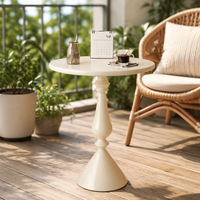 Table basse vintage en fer forgé de style américain avec plateau en marbre, petite table d'appoint pour balcon, table d'angle créative pour chevet