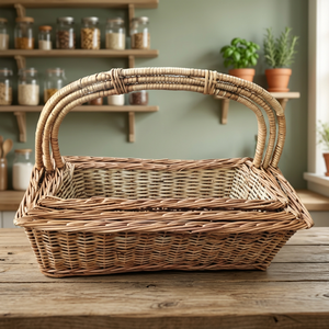 Hot Selling Custom Gift Hamper <b>Basket</b> Set Rectangular Natural Bamboo Cane Handcrafted <b>Wicker</b> Storage <b>Baskets</b> Living Room - Product Image 1