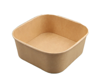 Boîte alimentaire carrée personnalisée en papier kraft recyclable de 6,9'' avec pelliculage mat et gaufrage pour salades, charcuteries, nouilles, sushis et autres.