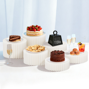 Supports <span class=keywords><strong>à</strong></span> gâteaux pliables en carton |   Supports de présentation cylindriques blancs écologiques pour table de desserts pour les fêtes de Thanksgiving et de Noël | - Product Image 2