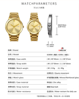 Montre Couple Quartz 8200, Montre Homme Femme avec Calendrier, Étanche, Bracelet Acier, Cadeau pour Amoureux, OEM ODM