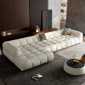 โซฟาหนังสไตล์ฝรั่งเศส รุ่น Chaise Concubine แบบอิตาเลียนเรียบง่าย ทรงพัฟคิวบ์ ดีไซน์โมเดิร์นแบบโมดูลาร์ - Product Image 2