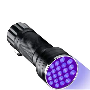 Black Light 21 LED UV Adhesive Glue Flashlight Torch 395NM LEDs Lamps Ultra Violet Travel Bacteria Detection UV Light