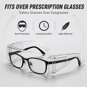 Lunettes de sécurité protectrices à porter par-dessus des lunettes de vue, anti-buée, anti-rayures, anti-éclaboussures, anti-poussière, résistantes aux chocs, conformes à la norme ANSI Z87.1, transparentes - Product Image 3