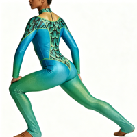 Combinaison intégrale en maille à imprimé écailles de sirène ombrées brillantes, justaucorps de performance sublimé personnalisé pour femmes adultes et équipes de danse
