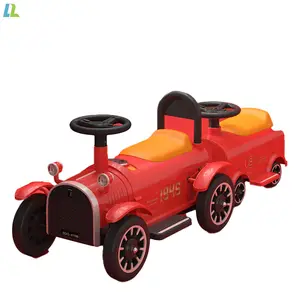 Toptan fabrika 12v pil çocuk elektrikli araba ile arka römorkör çift itici güç çocuk küçük tren