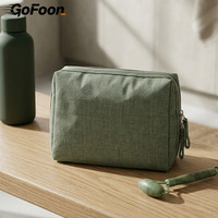 Dompet Kosmetik Ramah Lingkungan dengan Ritsleting Kanvas Kustom Grosir untuk Hadiah Wanita