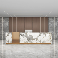 Bureau d'accueil personnalisé de luxe en acier inoxydable et peint, comptoir de consultation pour entreprise, salon de beauté, salon de manucure, caisse
