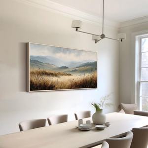 Peinture à l'huile encadrée sur toile, paysage peint à la main, art mural pour la décoration des couloirs et entrées d'hôtels de charme - Product Image 2