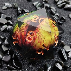 Dados de dragón de un solo ojo grandes luminosos D20 móviles inusuales resina de núcleo líquido dados DND de veinte lados para dragones de mazmorras d - Product Image 4