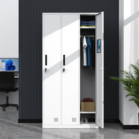 Armoire en acier moderne à 3 portes avec porte-vêtements verrouillable et cloison pour chambre d'employé, bureau à domicile, salle de sport ou usage extérieur