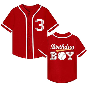 Maglietta Personalizzata a Tema Baseball per Bambini, Compleanno, Rossa, per 1°, 2°, 3°, 4° Compleanno - Product Image 2