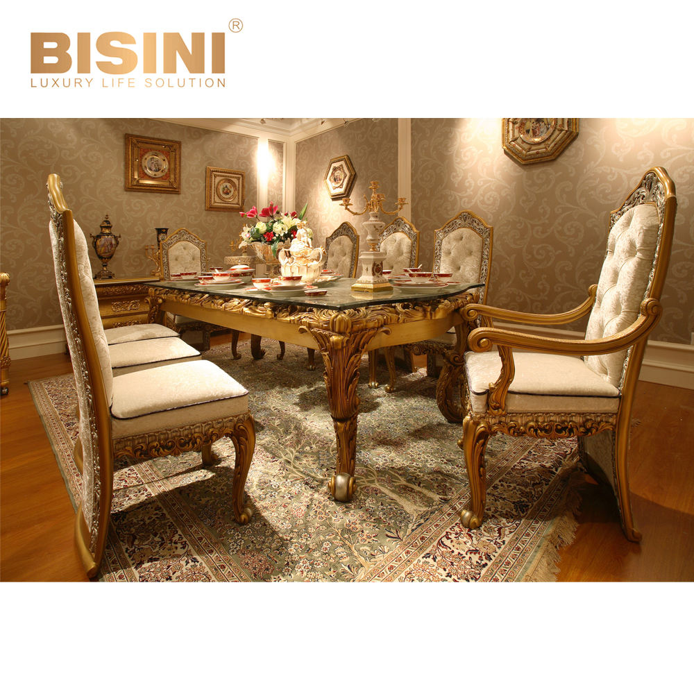 豪華なフランスロココ様式のエンジェルダイニングテーブルセット