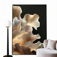 Peinture sur toile abstraite verticale grand format en gros, motif feuille de Ginkgo, art mural floral neutre pour la décoration d'entrée de maison ou d'hôtel