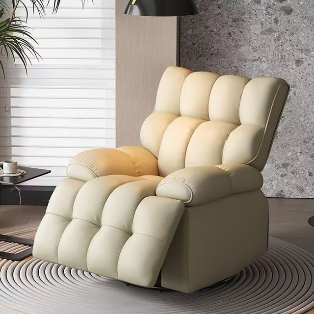 Modern Contemporary Lazy Sofa Synthetic Leather Upholstery Metal 360-degree Rotation Multi-functional Lying Sleeping Options