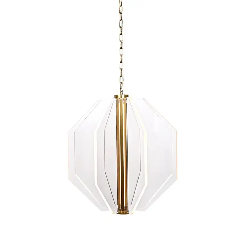 Geometric Octagonal White Acrylic Pendant Light Modern Luxury Decorative Hanging Led Chandelier