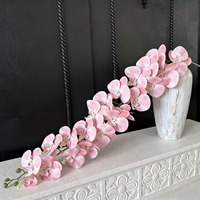 Orchidée Artificielle Effet Naturel 21 Têtes en Caoutchouc Souple Phalaenopsis, Fleur Artificielle à Tenir à la Main, Décoration Murale de Haute Qualité pour la Maison