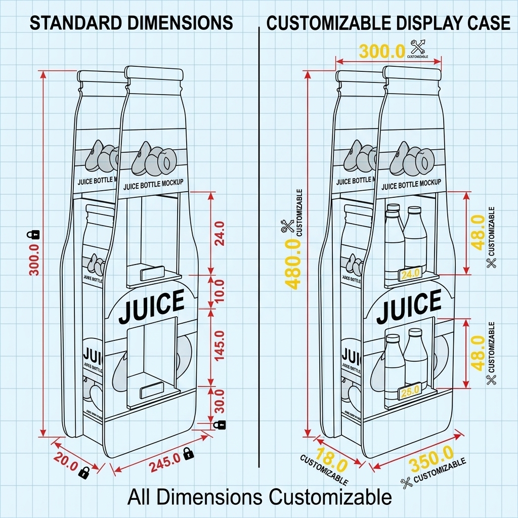 Apache Custom Cardboard Juice Display Rack 2-Tier Bottle-Shaped Corrugated Merchandiser Knock Down Floor Stand for Supermarket — view 4