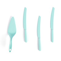 Ensemble cuillère à gâteau, couteau et support à gâteau en mélamine, Design personnalisé avec autocollants couleur pleine