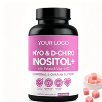 Gummies Myo D-chiro Inositol à Marque Blanche avec Folate et Vitamine D pour l'Équilibre Hormonal, la Santé et l'Éclat de la Peau pour Femmes