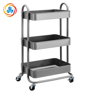 Chariot de rangement métallique mobile multi-niveaux, support de sol moderne pour cuisine commerciale et chambre, idéal pour le classement à domicile, au bureau ou à l'école - Product Image 1