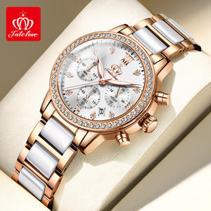 Reloj de Moda FATE Love FL9933 para Mujer y Conjunto de Collar y Pulsera, Reloj de Cuarzo para Mujer con Correa de Acero Inoxidable y Cerámica de Alta Calidad - Product Image 2