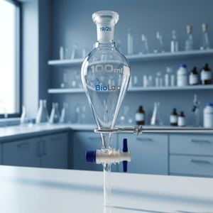 Entonnoir de séparation en verre borosilicaté avec raccord 19/26, robinet en verre, forme poire, pour extraction en laboratoire - Product Image 4