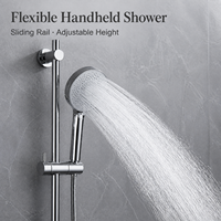 Ensemble de robinetterie de douche murale pour appartement avec barre coulissante à jet doux et pluie, cartouche céramique et garniture en laiton durable