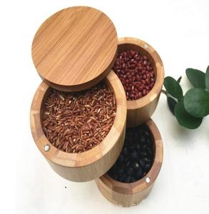 Hộp Đựng Muối Tròn Bằng Gỗ Tre Bán Sỉ Có Nắp Đậy - Product Image 6