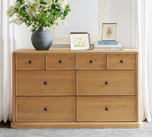 Commode large de luxe moderne en <span class=keywords><strong>bois</strong></span> massif à 8 tiroirs, coiffeuse au design simple et minimaliste pour chambre principale, unité de rangement - Product Image 6