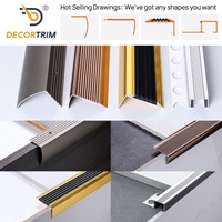 Profilé de bordure en céramique DECORTRIM en alliage d'aluminium/acier inoxydable pour carrelage/tapis/sol/profilé d'escalier/coin mural